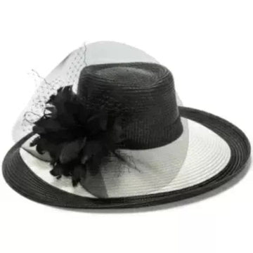 Bloomingdale's Hat Two-Tone Black and White Wide Brim Romantic Hat